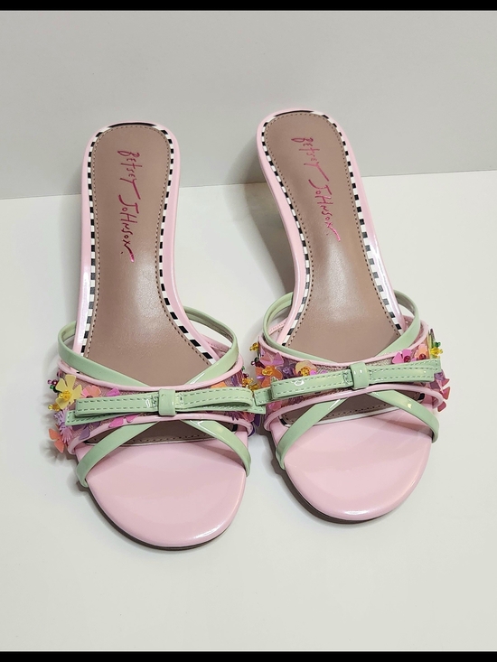Betsey Johnson Shoes - Betsey Johnson Pastel Pink & Mint Floral Slide Sandals